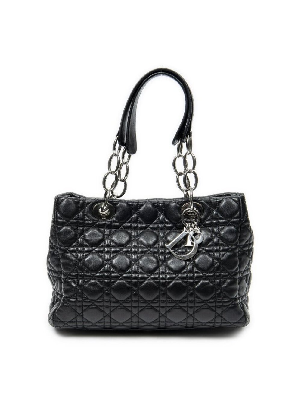 Dior Small Shopping Tote Bag Black Cannage Lambskin Leather